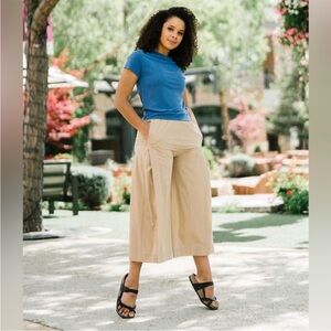 Zyia khaki Workflow Wide Leg Gaucho Culotte Pants Pockets High Rise Stretch XL